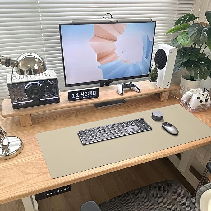 Leather Desk Mat Mouse Pad Large Non-Slip Surface Office Home Desk Accessories Supplies Decor for Keyboard Computer Laptop Writing Table Protector (Matcha Green)