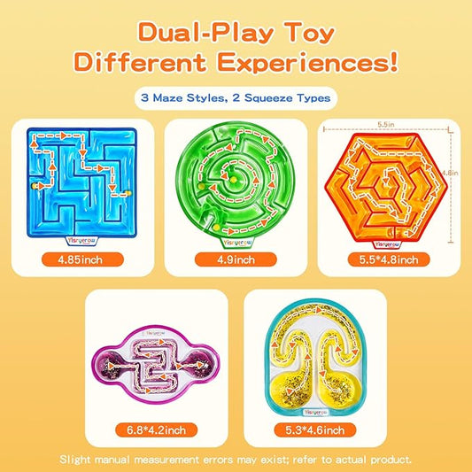 Squishy Fidget Toys - 5-Pack Sensory Maze Fidget for Anxiety & Stress Relief, Autism Kids | Calming Corner Items for Kids, Quiet Fidgets for Classroom & Car Travel | Gifts & Prizes for Children