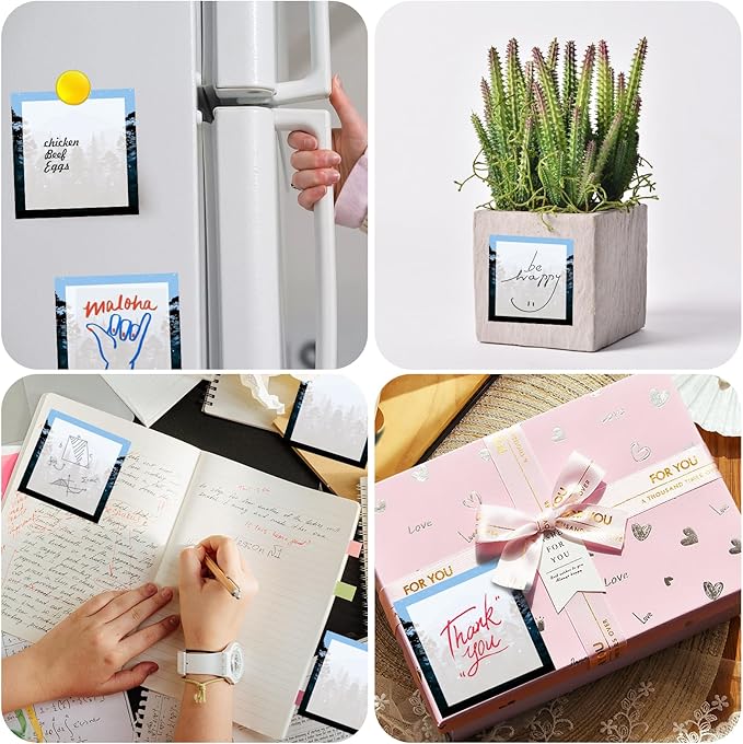 Sticky Notes, 2 Pads, 3x3 inches, Cute Colorful Fun Self-Stick Note Pads, Easy Post, Strong Adhesive Notepad Tree and Mountain