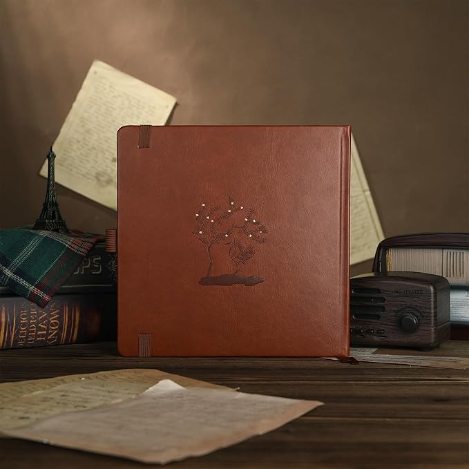 TIEFOSSI Dotted Journal Notebook, Dot Grid Notebook for Women Men, Hardcover PU Leather Journal, 160 GSM Thick Paper, 160 Numbered Pages with Gold Edges, 8 x 8 Square Diary