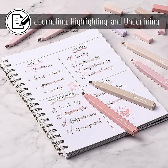 Mr. Pen- Aesthetic Highlighters, 8 pcs, Chisel Tip, Vintage Colors, No Bleed Bible Highlighter Pastel, Highlighters Assorted Colors