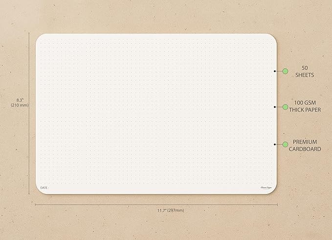 CLEVER SIGNS A4 Dot Grid Notepad (8,3" x 11,7")- Large Dotted Memo Desk Pads-Premium Paper with Cardboard Back Support - Ideal for Note-taking, Planning, Sketching, and Journaling