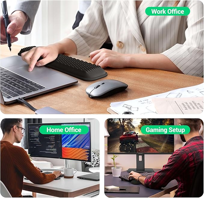 Mekass TKL Keyboard Wrist Rest, Super Soft Memory Foam Ergonomic Computer Wrist Support Pad, Comfortable Desk Wrist Cushion, Laptop Keyboard Hand Rest for Wrists Pain Office Gaming Typing (Light Grey)