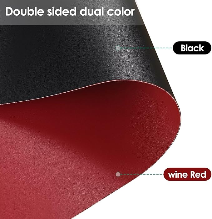 Dresser Cover Top - Can Be Used On Both Sides Waterproof and Easy to Clean Good Flatness Used for Dresser Table(Black+Wine Red 10x36)