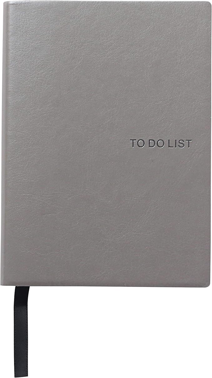 Daily to Do Checklist Notebook, Task Management, Organizer Planner, Hardcover, Ribbon Bookmark, 4.1 x 5.8”, A6 size, 110 Sheets (Grey)