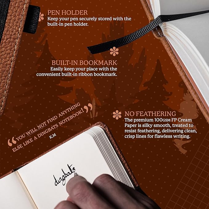 Dingbats* Wildlife A6 Plain Pocket Notebook - PU Leather Hardcover - Small Writing Journal for Work, Travel - Pocket, Elastic Closure, Bookmark