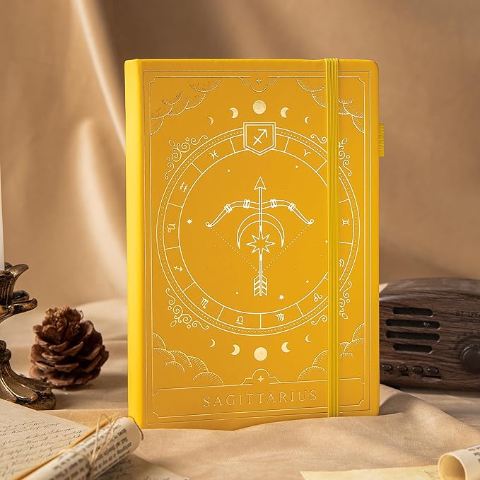 TIEFOSSI Constellations Dotted Journal Notebook-A5 Writing journals with 100gsm 400pages Paper, Hardcover Bullet Organizers Notebook for Women, Men, Teens (Sagittarius)