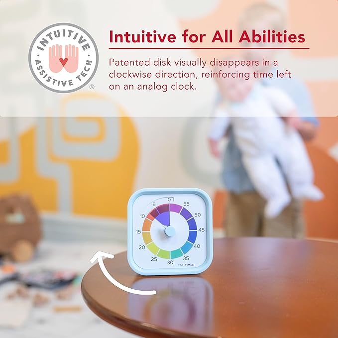 Time Timer MOD - Home Edition - Rainbow Wheel - Individual Sized 60 Minute Visual Countdown Timer with 5 Minute Color Segments for Kids, Toddlers, Students, with Silent Operation (Multicolor)