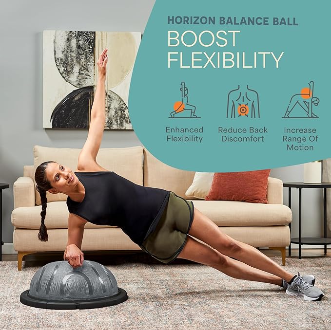 Lifepro Half Balance Ball Trainer - Stability Ball for Exercise, Full-Body Workouts, Home Gym, and Physical Therapy - Non-Slip Equipment for Balance Training