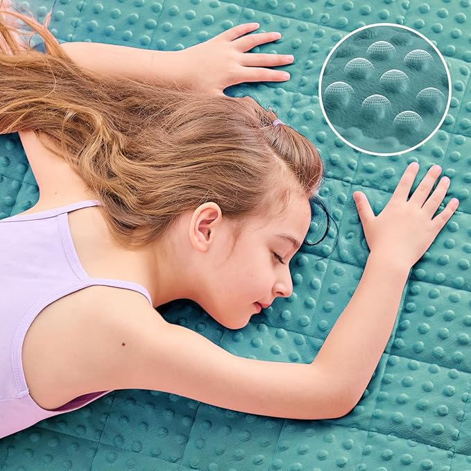 yescool Weighted Blanket 7 Pounds Teal Heavy Blanket for Sleeping, Microfiber Weighted Throw Blanket Breathable Warm Fleece Minky Blanket for 60-80lbs, 40"x60"