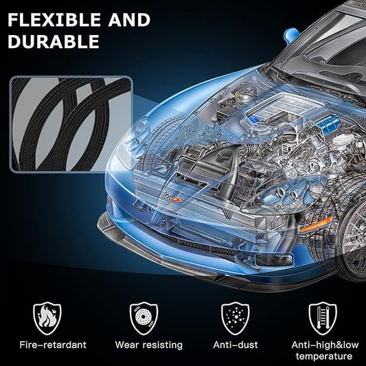 AGPTEK Cable Sleeve Cover, 25ft - 4/5 inch Desk Cord Organizer Cable Hider, Home Office Wire Management Computer TV Wire Loom Tubing, Pet Proof Cord Protector, from Cat Dog Chewing, Black