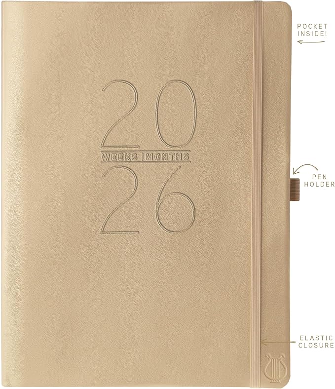 Graphique 2026 Apollo Business Planner | 18 Month Organizer, July 2025 - Dec. 2026 | Weekly & Monthly Spreads | To-Do List & Note Pages | Pen Loop | Vegan Leather | Gold | 8” x 10”