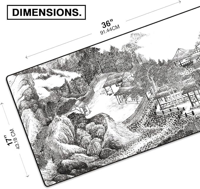 MPCO. Ukiyo-E Large Gaming Desk Pad - 36" x 17" Aeroglyde Fabric Whiling Away Desk Mats - Non-Slip, Washable, Smooth Glide for Precision Gaming & Work