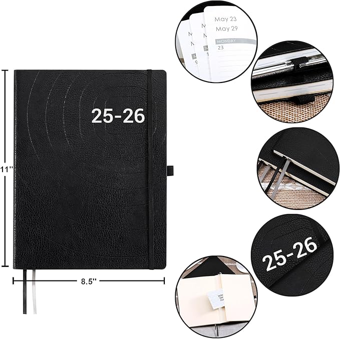 2025-2026 Planner - Weekly & Monthly Planner 2025-2026 with Pen Loop, to Achieve Your Goals & Improve Productivity, July 2025 - June 2026, Thick Paper, Inner Pocket, 8.5" x 11" - Black