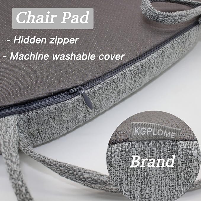 Seat Cushions for Dining Room Chairs - Memory Foam Non Slip Kitchen Chair Pad with Machine Washable Cover Set of 4 [16.5 x 16.2 Inches] - (Gray,4)