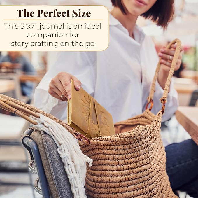 Compass Leather Journal for Men & Women - Blank Journal Notebook with Unlined Paper - Leather Prayer Notebook - 5x7in