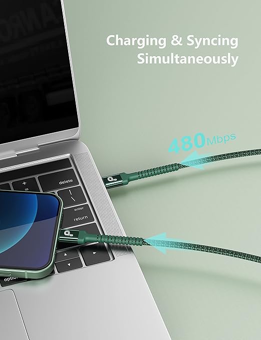 USB C to Lightning Cable 6FT 2Pack USB-C Fast Charger Cable Mfi Certified Type C to Lightning Cord USBC for iPhone 13 12 11 Pro Max Mini X XS XR 8 Plus 10 SE iPad 8th (Green)