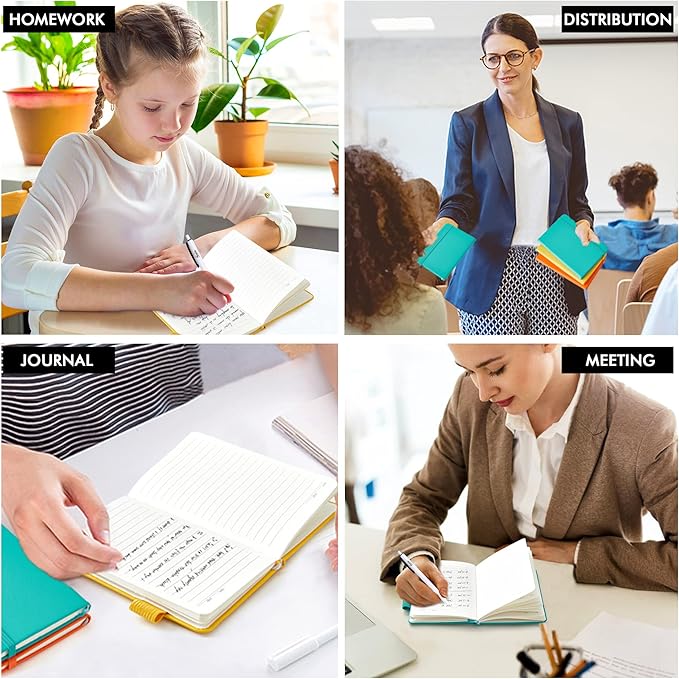 feela Pocket Notebook Journals, Mini Cute Small Hardcover College Ruled Notepad Office School Supplies, with 3 Black Pens, 3.5”x 5.5”, 3 Pack, A6, Solid Colors, Yellow, Orange, Emerald