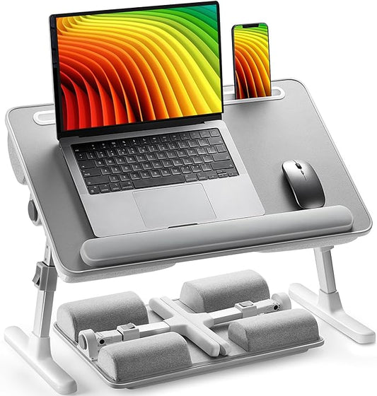 HUANUO Laptop Bed Desk, Laptop Tray Computer Lap Desk for Bed Couch Sofa, Bed Tray for Working, Eating, Foldable Lap Stand Table with Height Adjustment & 35° Adjustable Tilt Angle, HNLD19G