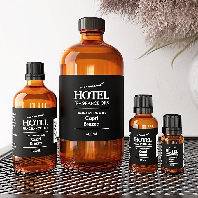 AirScent Capri Brezza Diffuser Oil No. 1100 - Volcano-Inspired Premium Fragrance Oil for Ultrasonic and Waterless Diffusers and Crafting - 10 mL, 0.34 fl oz Glass Bottle with Dropper