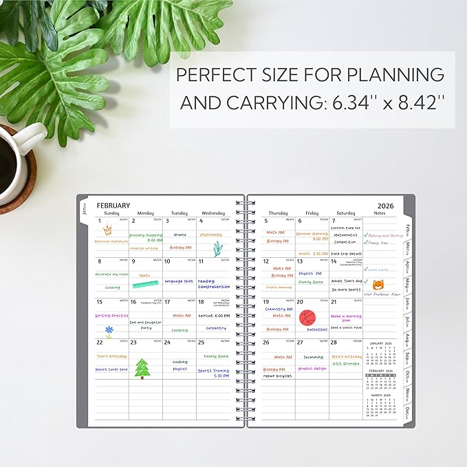 Monthly Planner 2026-2030, 5-Year Calendar Planner 2026-2030, Jan 2026 – Dec 2030, 6.2 x 8.4 In, Ruled Spread, Flexible Cover, Spiral Wirebound, Pocket, 60 Coated Monthly Tabs, Notes ＆ Habit Tracker