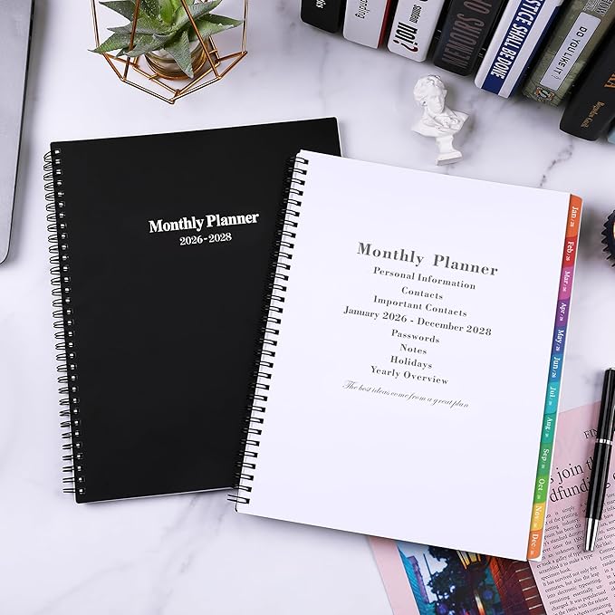 2026-2028 Monthly Planner/Calendar - 3 Year Monthly Planner 2026-2028, Jan. 2026 - Dec. 2028, 9'' x 11'', Calendar Planner with 36 Months Tabs, Double-side Pocket, Holidays, Notes Pages