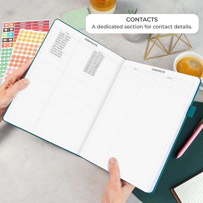 Clever Fox Appointment Book – Hourly Schedule Planner with 15-Minute Increments – Time Box Planner for Daily Work & To-Dos – Weekly & Monthly Spreads, Undated, Hardcover, 8.3x11″ (Dark Teal)