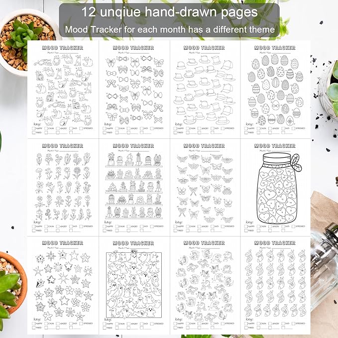 Premade Bullet Dotted Journal with Undated Weekly Monthly Planner, Pre-made Dot Grid Journaling Aesthetic Notebook for Goals Gratitude Budget Exercise Habits Mood Sleep Tracker - 12 Month