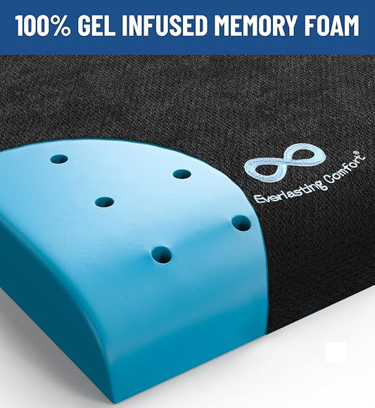 Everlasting Comfort Gel Memory Foam Wheelchair Cushions for Pressure Relief - Ventilated and Soft Wheel Chair Cushion Pad for Seniors and Adults - Non-Slip, Removable Cover - Wheelchair Accessories