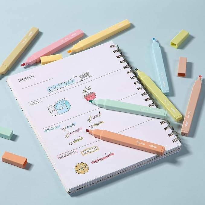 Mr. Pen- Aesthetic Highlighters, 8 Pcs, Chisel Tip, Pastel Colors, Cute Assorted Colors, Bible Highlighters and Pens No Bleed for Bible Pages