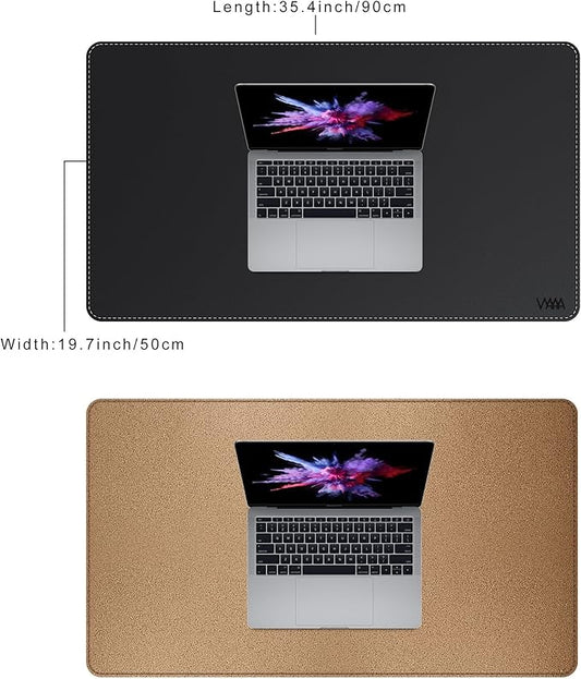 VYAAA Cork & Leather Desk Mat, 35.4"×19.6" Large Mouse Pad, Desktop Protector for Desk, Multifunctional Keyboard Mouse Pad for Home or Office (Black)