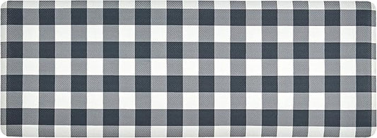 Anti Fatigue Kitchen Rugs Farmhouse Kitchen Mats for Floor,Cushioned Non-Slip Waterproof Comfort Rug Standing Mat for Kitchen,Floor,Home,Office,Sink,Laundry,Plaid Black,17.3"x47.2"