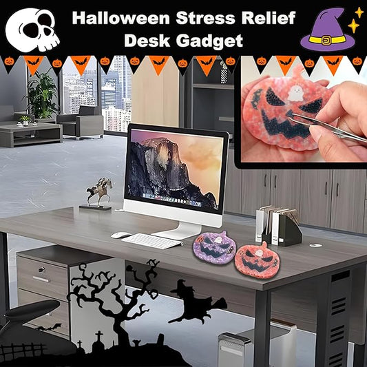 Halloween Stress Relief Desk Gadget - Skin Picking Fidget Pad for Office & Focus, Upgraded Silicone, Adult Sensory Tool (2-Pack)
