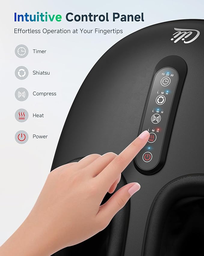 CILI Shiatsu Foot Massager with Heat and Compression, Kneading, Rolling,Electric Feet Massager for Plantar Fasciitis, Neuropathy, Feet Heater, Foot Warmer for Women, Men Gfits, Size Up to 14"