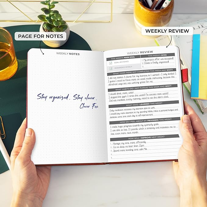 Clever Fox Daily Planner – Undated Planning Notebook with Hourly Schedule & To-Do List – Personal Day Task & Work Organizer, 6 Months (Red)