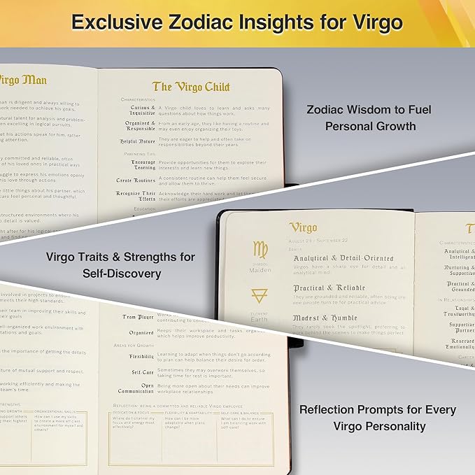 Virgo Zodiac Astrology Undated Monthly Weekly Daily Planner Journal A5 5.8" x 8.3" 160 Pages 100GSM Paper 2025 2026 2027 Holidays Calendar