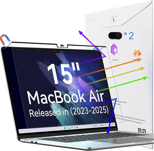 Magnetic Anti Blue Light Screen Protector for MacBook Air 15 Inch (2023-2025, M2, M3, M4), Removable Glare Filter for 15.3" Mac Laptop Computer