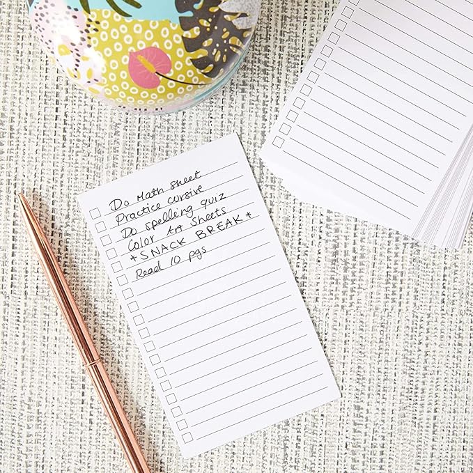 Okuna Outpost Note Cards with Check Boxes - 300 Pack, 3 x 5 in, White Heavy Stock - Vertical Ruled Index & Task Cards for Daily To-Do Lists