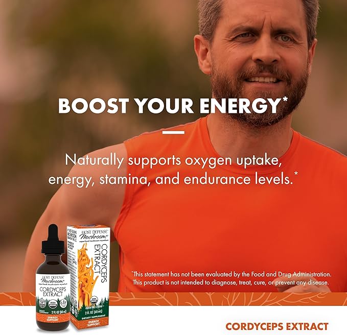 Host Defense Cordyceps Extract - Immune & Energy Support Supplement - Kidney Health Supplement with Cordyceps - Fitness Support to Aid Oxygen Uptake - 2 fl oz (60 Servings)*