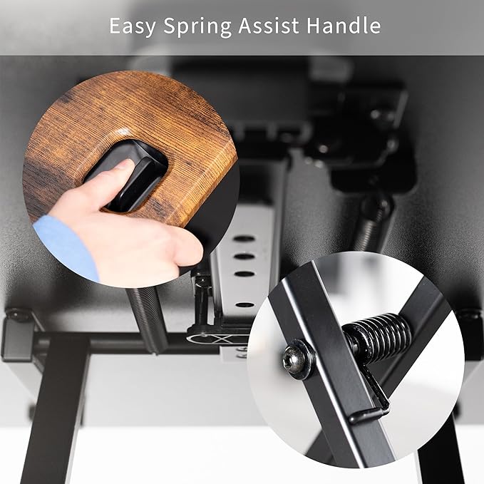 VIVO Ultra-Slim Single Top Height Adjustable Standing Desk Riser, Compact Sit Stand Desktop Converter for Monitor or Laptop, Rustic Vintage Brown, DESK-V001JN