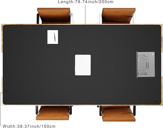 Vyaaa 78.7"x39.3" PU Leather Large Desk Mat (Black) - XXL Extended Mouse pad, Office Desk Protector, Non-Slip Computer Desk pad for Office, Gaming, Home