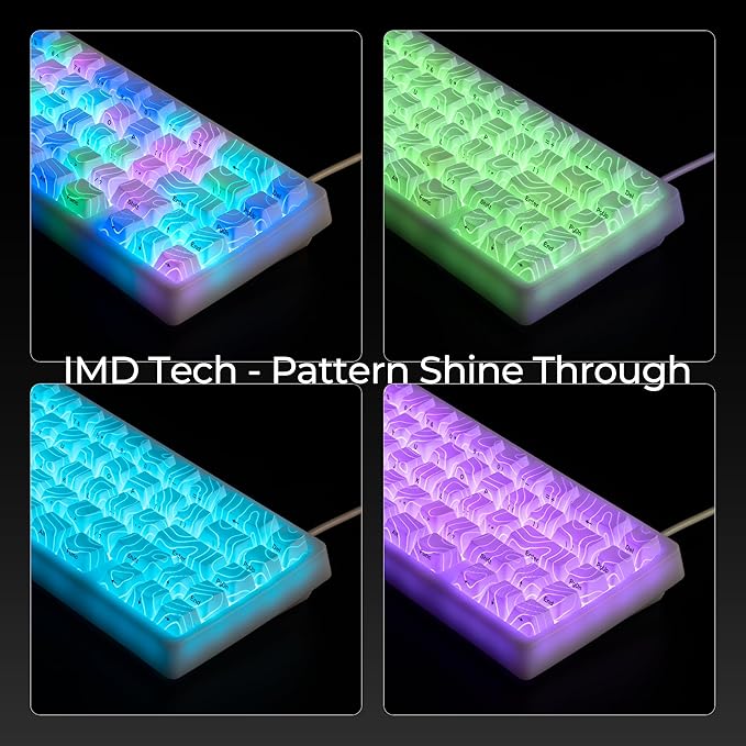 HITIME x XVX M67 Wireless 60% Percent Keyboard, QMK/VIA Topographic Gaming Keyboard, Tri-Mode Thocky Creamy Mechanical Key Board, Hot Swappable Gasket Mount RGB IMD Tech for Win/Mac(JadeStone)