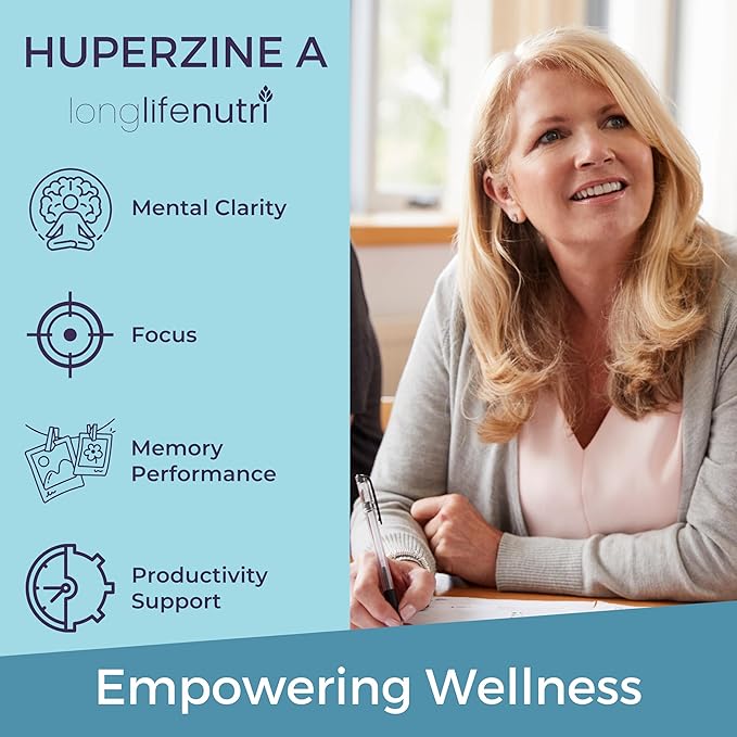 Huperzine A 200mcg - from Huperzia Serrata Leaf, 180 Vegetarian Capsules, Natural Brain Nootropic for Focus, Memory, and Clarity, 6 Month Supply, GMP Certified, Made in USA