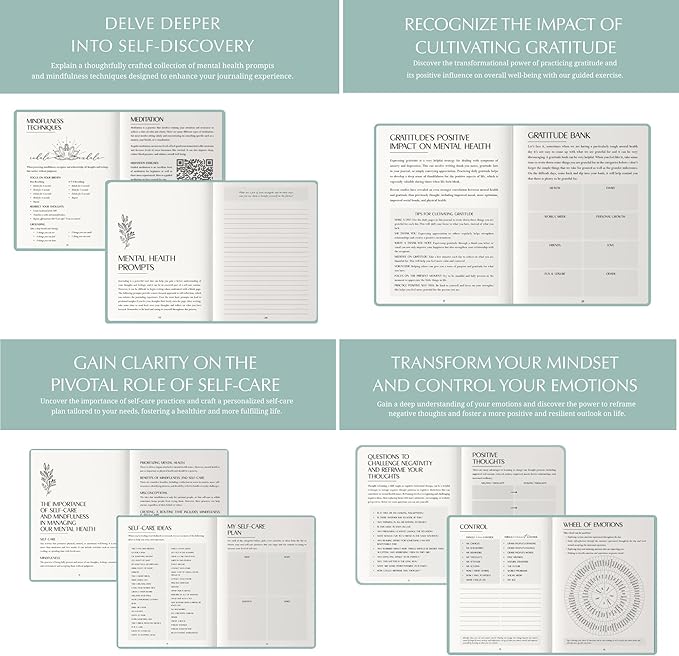 FINDING BALANCE Mental Health Journal – 6-Month Daily Journal with Prompts for Mindfulness, Self-Care & Healing – Anxiety & Depression Relief – Green Hardcover