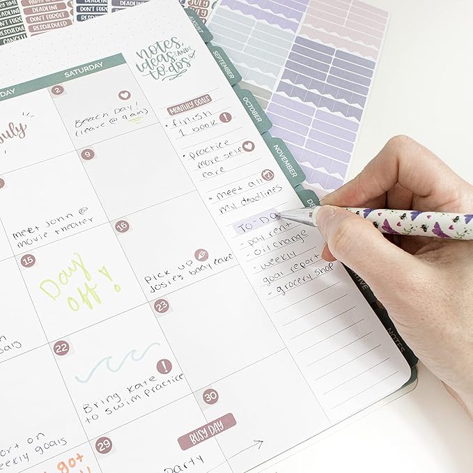 bloom daily planners Calendar Essentials Planner Stickers - Color Coordinating Monthly Headings, Dates, Icons, Etc. - 8 Sheets, 1629 Stickers Per Pack! - Jewel Tones