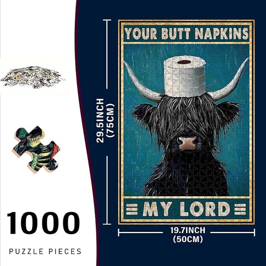 1000 Piece Jigsaw Wooden Your Butt Napkins My Lord Adult Stress Relief Therapy Challenging Focus Activity for Office Quiet Educational Game 29.5x19.7 Inch