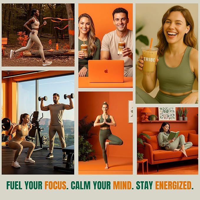 TRIBE 6 Mushroom Coffee + MCT Oil, Creamy Instant Barista Blend - Clean Daily Energy, Focus, Immune & Gut Support – 2000mg Adaptogenic Powder – USA-Grown - Lion’s Mane, Reishi, Turkey Tail – 30 Serv