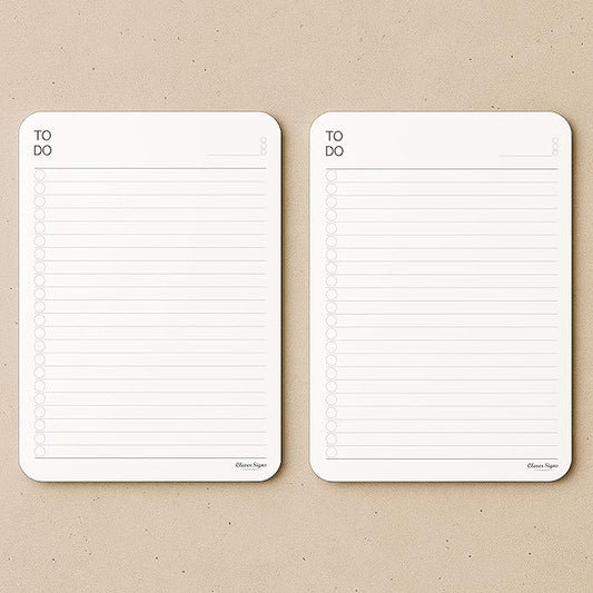 To Do List Notepad – (2 Pack, 50 Sheets Each) A5 Size (8.3"x5.8") Premium Thick Paper With Cardboard Back Support, Undated Daily Planner Notepad, Daily To Do List Notebook, Ruled Pages, Checkboxes, Deadline Column.