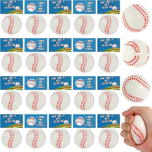 LiYiQ 24Pcs Baseball Party Favors 2.36 Inch Baseball Stress Balls for Kids Baseball Birthday Favors Foam Baseballs Birthday Decorations Baseballs Goodie Bag Stuffers