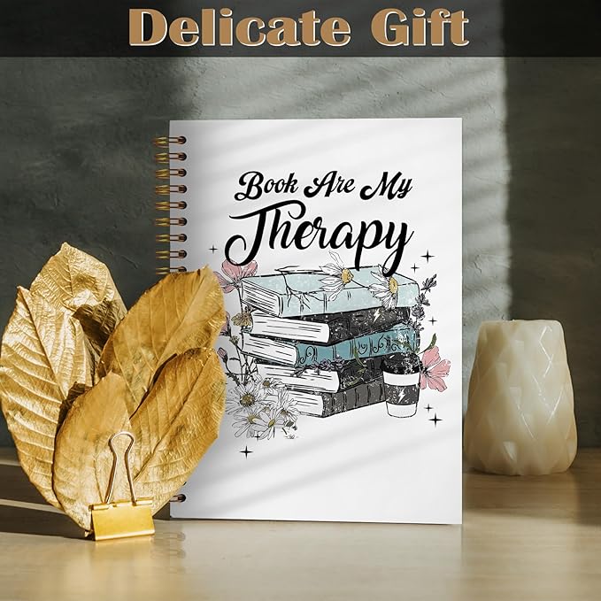 Reading Spiral Notebook 5.5x8.3, Book Lovers Gifts, Gifts for Bookish Readers Lovers Women, Book Are My Therapy Reading Journal Notebooks for Note Taking
